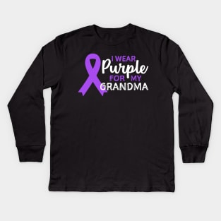 I Wear Purple For My Grandma Kids Long Sleeve T-Shirt